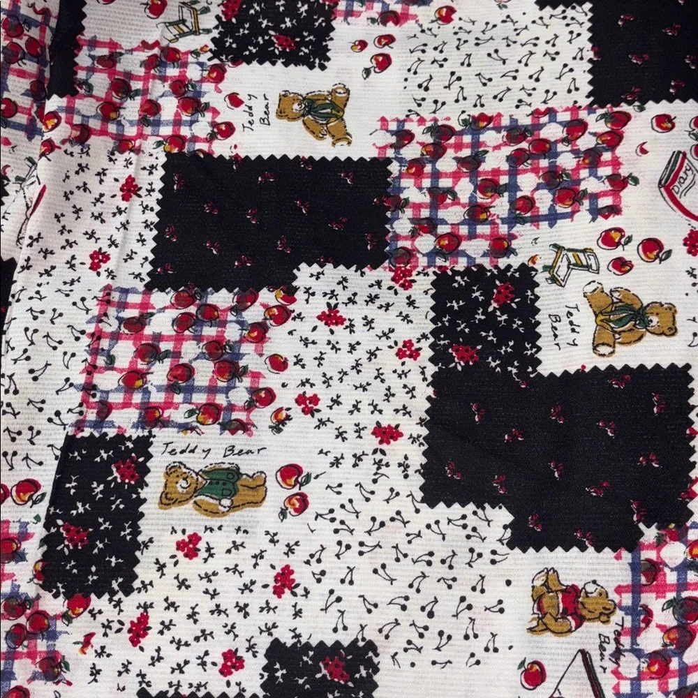 Vintage Design Patchwork Teddy Bear Bedding Fabric, 6+ Yards 🧸 🍎